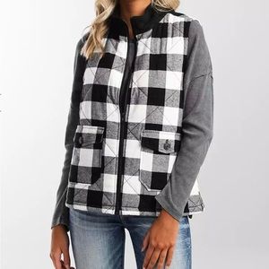 BKE Quilted Flannel Zip Front Lined Plaid Vest Size Medium